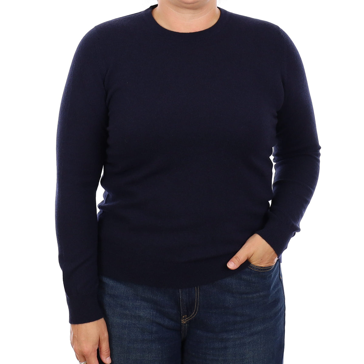 Brand New Scottish Dark Navy Cashmere Crew Neck Jumper Large
