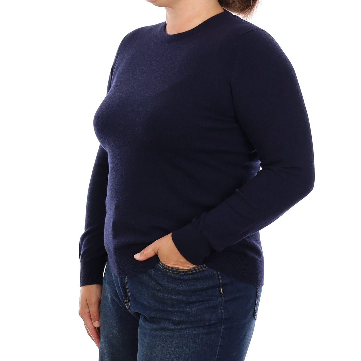 Brand New Scottish Dark Navy Cashmere Crew Neck Jumper Large