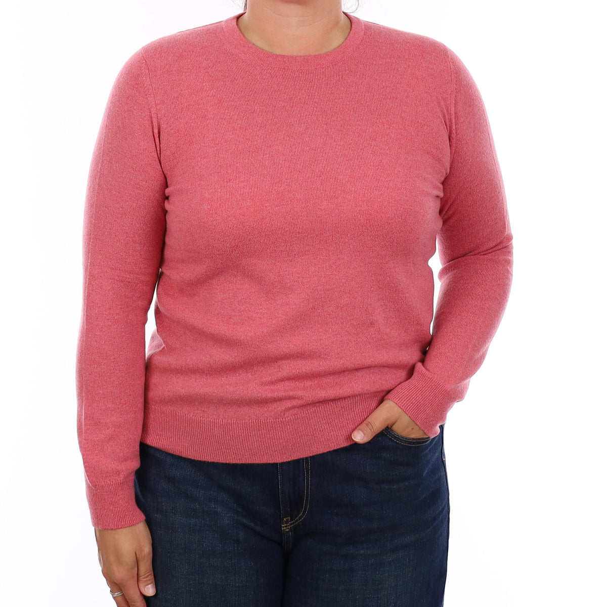 Brand New Scottish Rose Pink Cashmere Crew Neck Jumper Large
