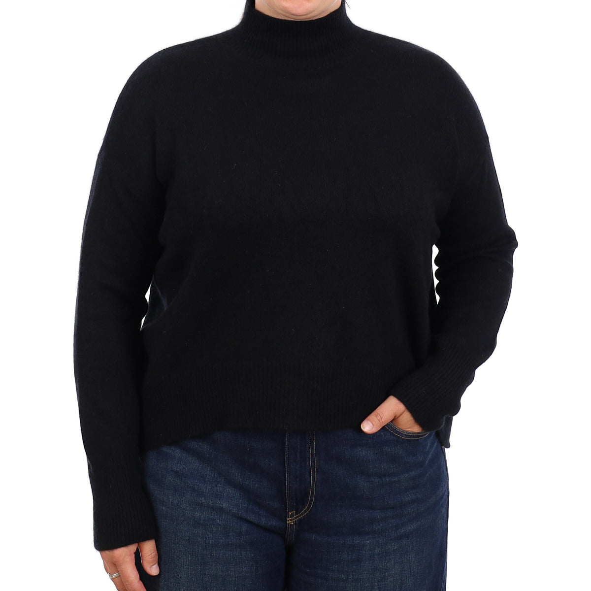 Black Chunky Cashmere Turtleneck Jumper Large