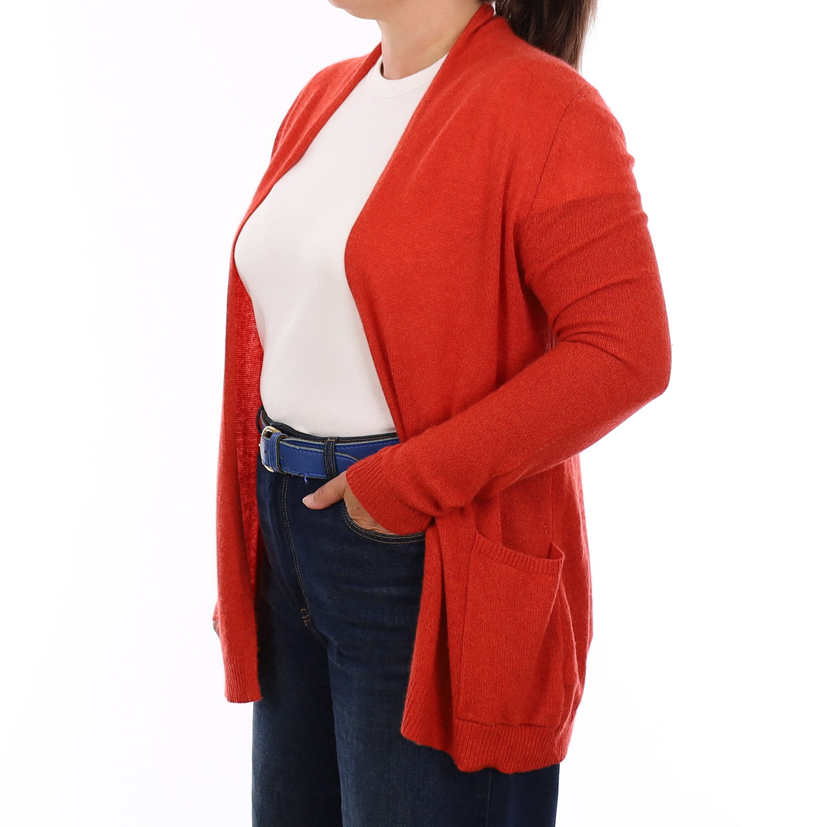 Flame Orange Cashmere Edge to Edge Cardigan Large