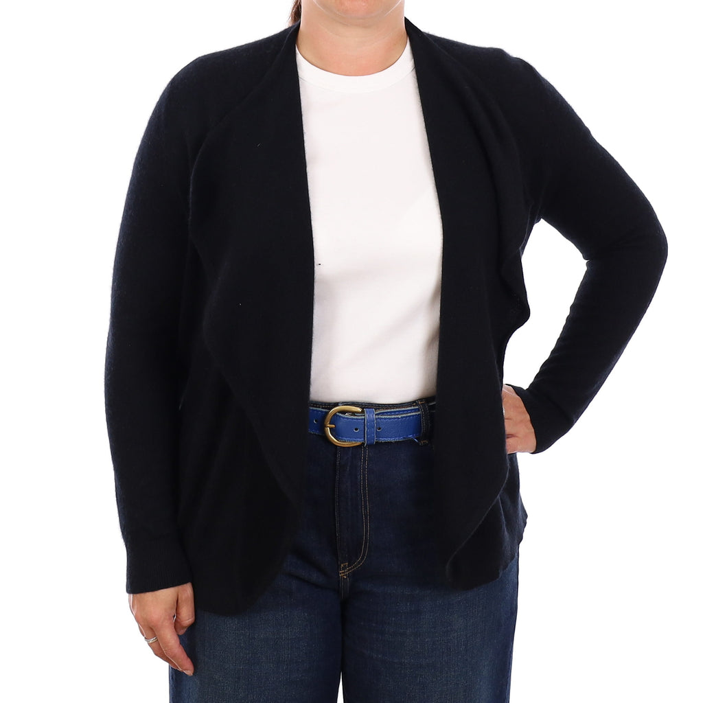 Black Cashmere Waterfall Cardigan Large