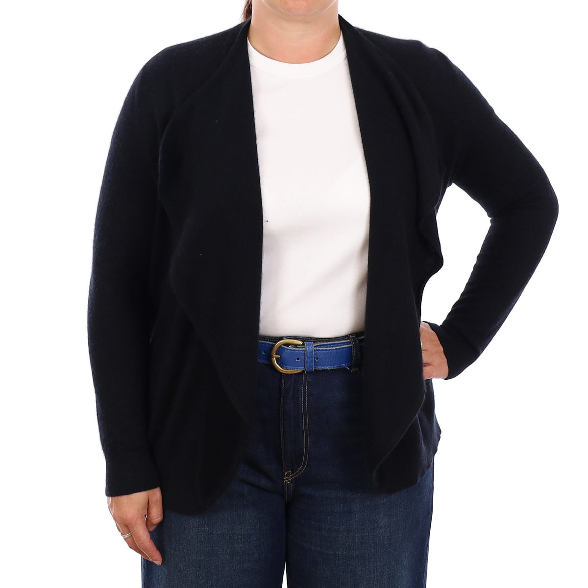 Black Cashmere Waterfall Cardigan Large