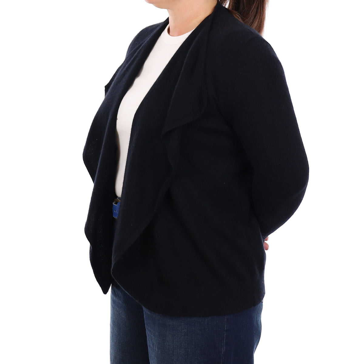 Black Cashmere Waterfall Cardigan Large