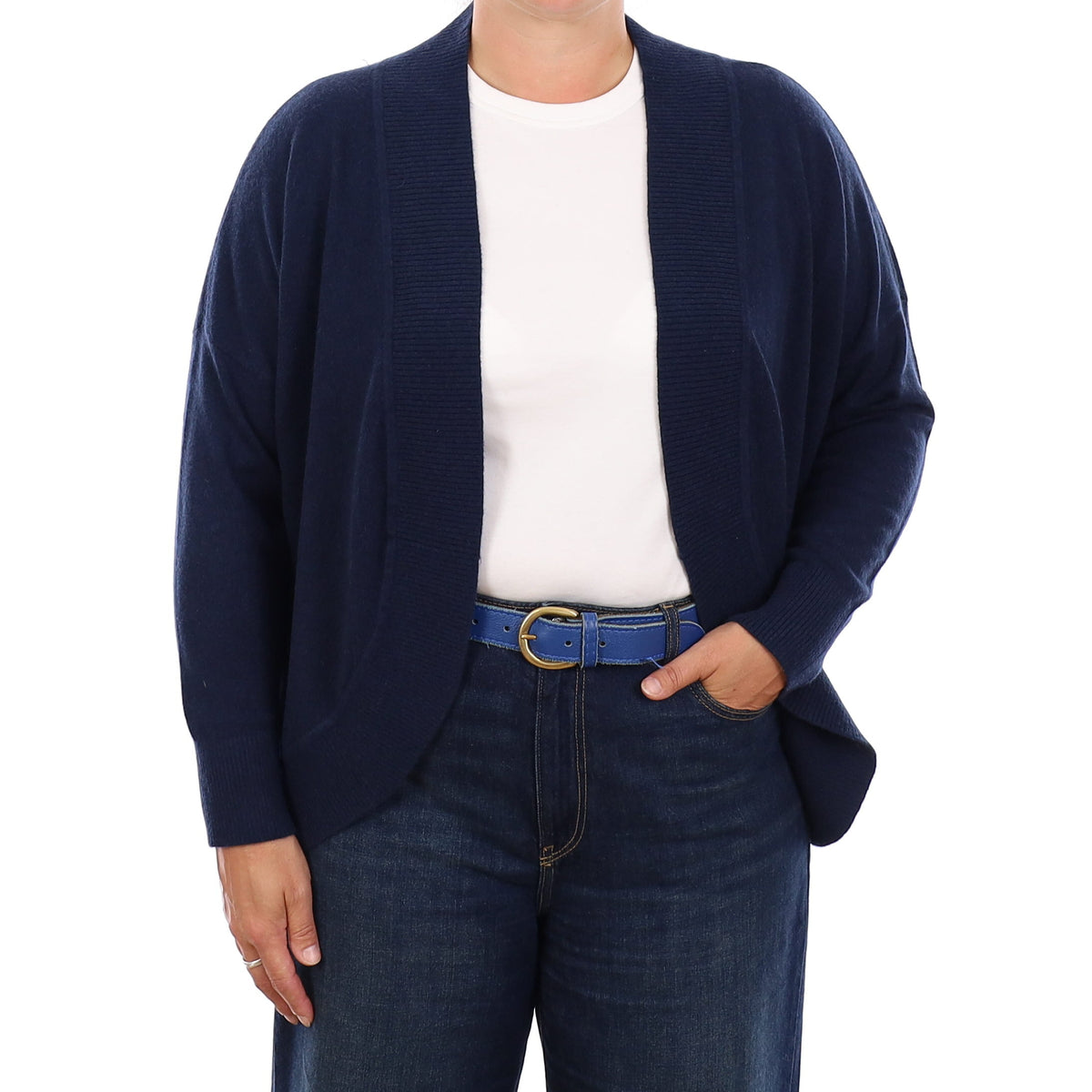 Navy Cashmere Edge to Edge Cardigan Large