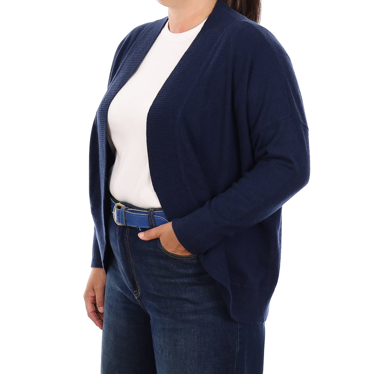 Navy Cashmere Edge to Edge Cardigan Large