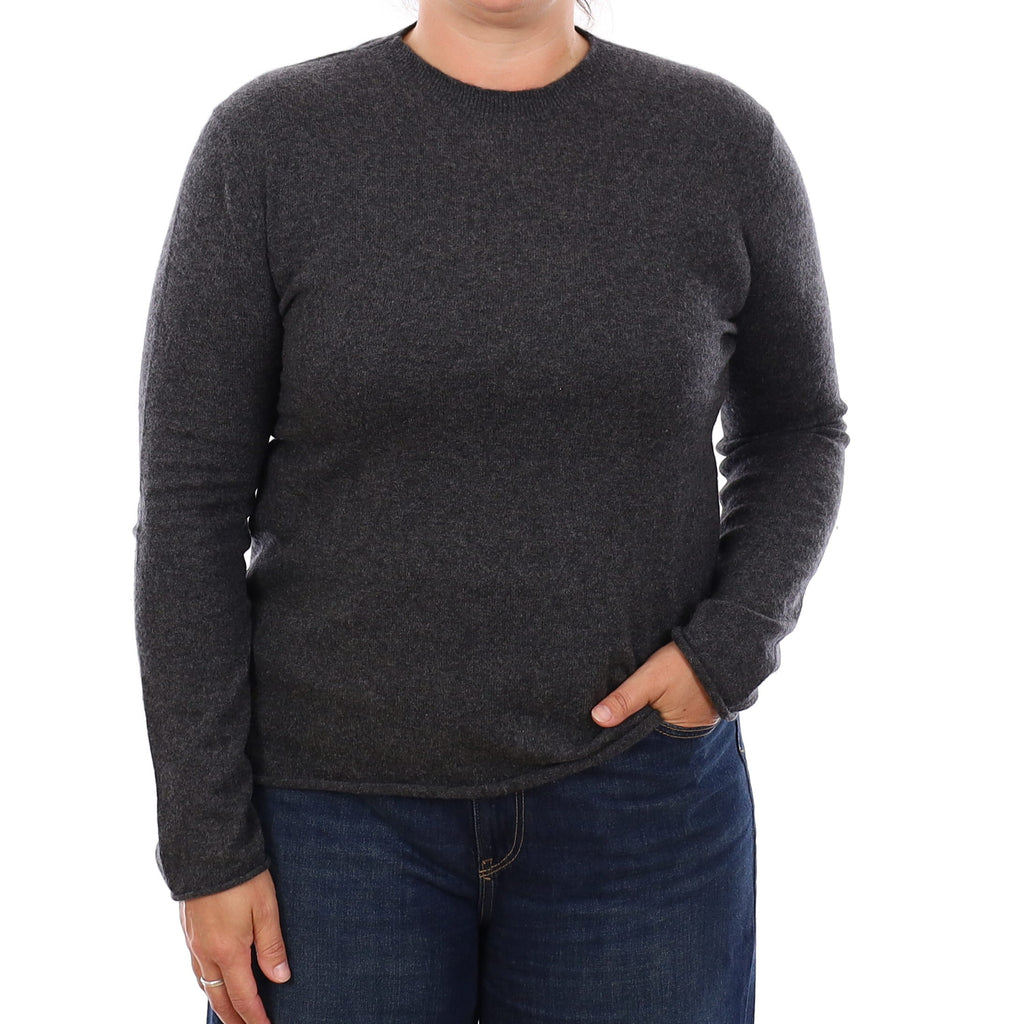 Charcoal Grey Cashmere Crew Neck Jumper Large