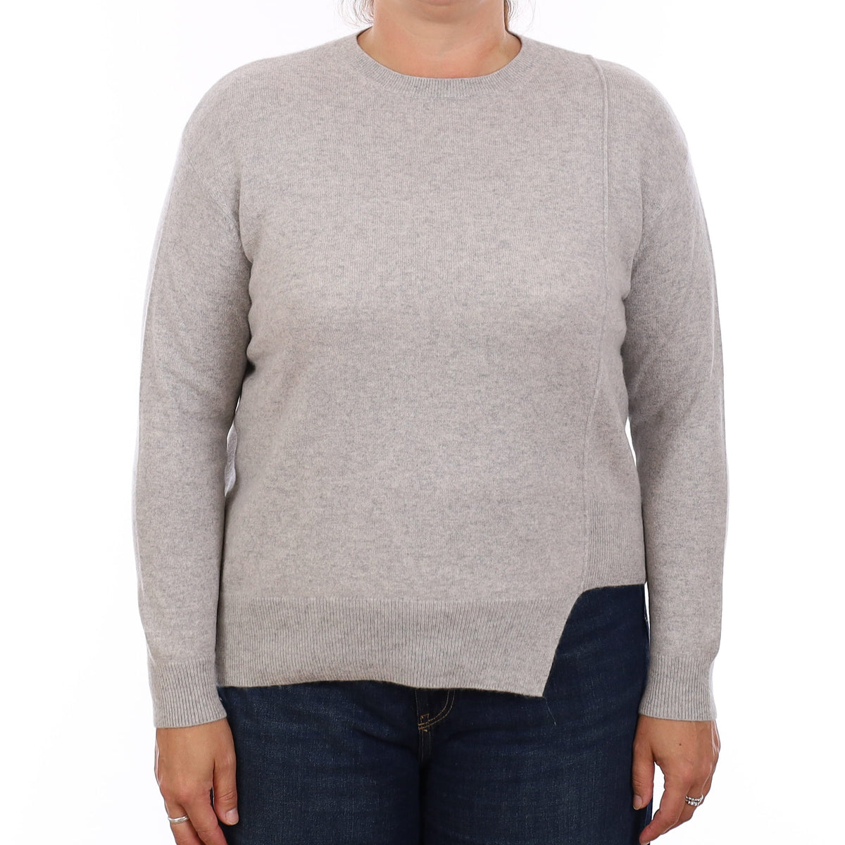 Mist Grey Cashmere Crew Neck Jumper Large