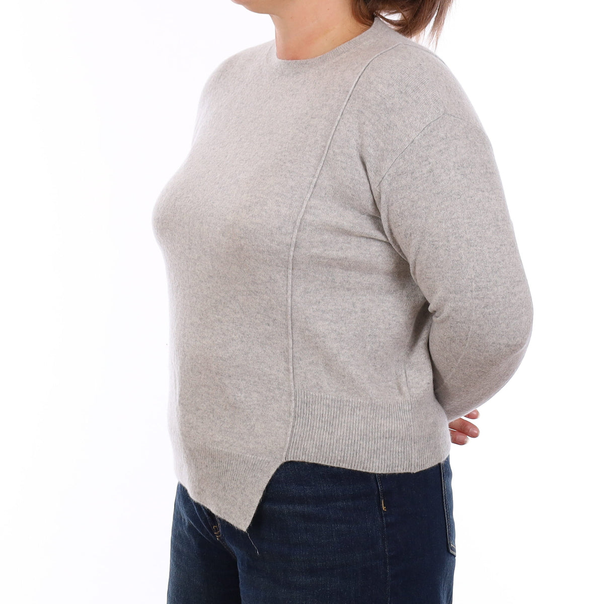 Mist Grey Cashmere Crew Neck Jumper Large
