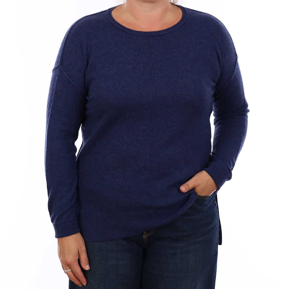 Navy Blue Cashmere Crew Neck Jumper Large