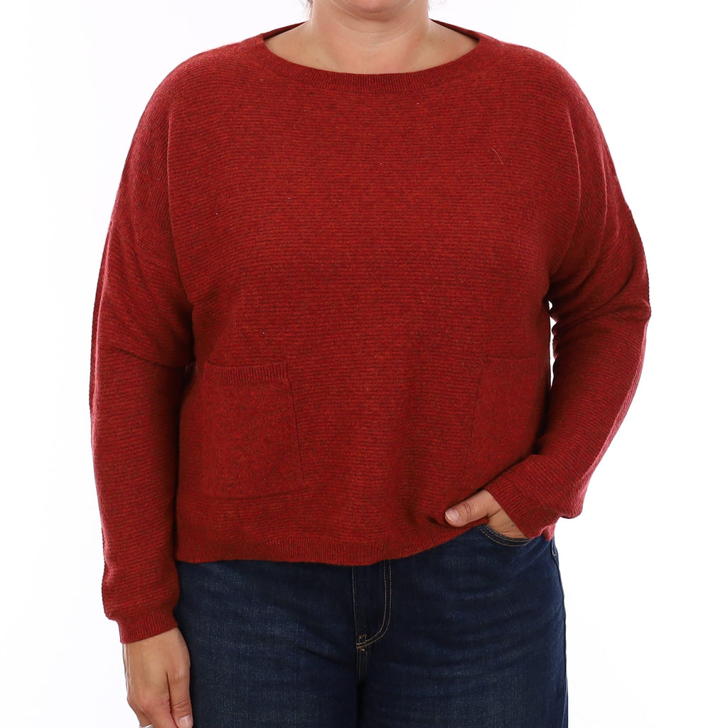 Burnt Red Heavy Knit Cashmere Crew Neck Jumper Large