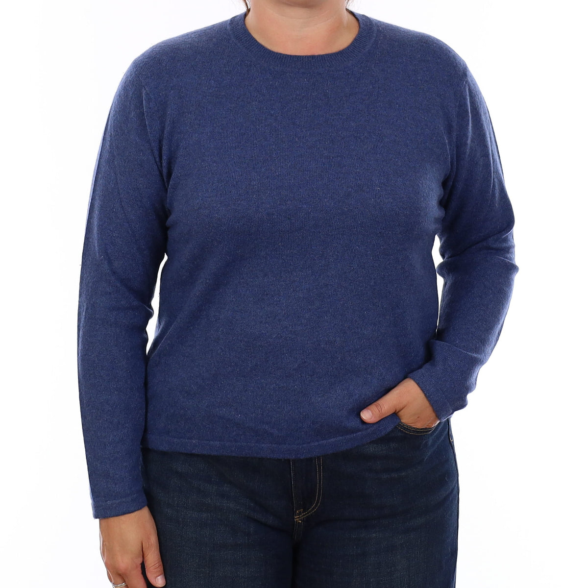 Deep Ocean Blue Cashmere Crew Neck Jumper Large