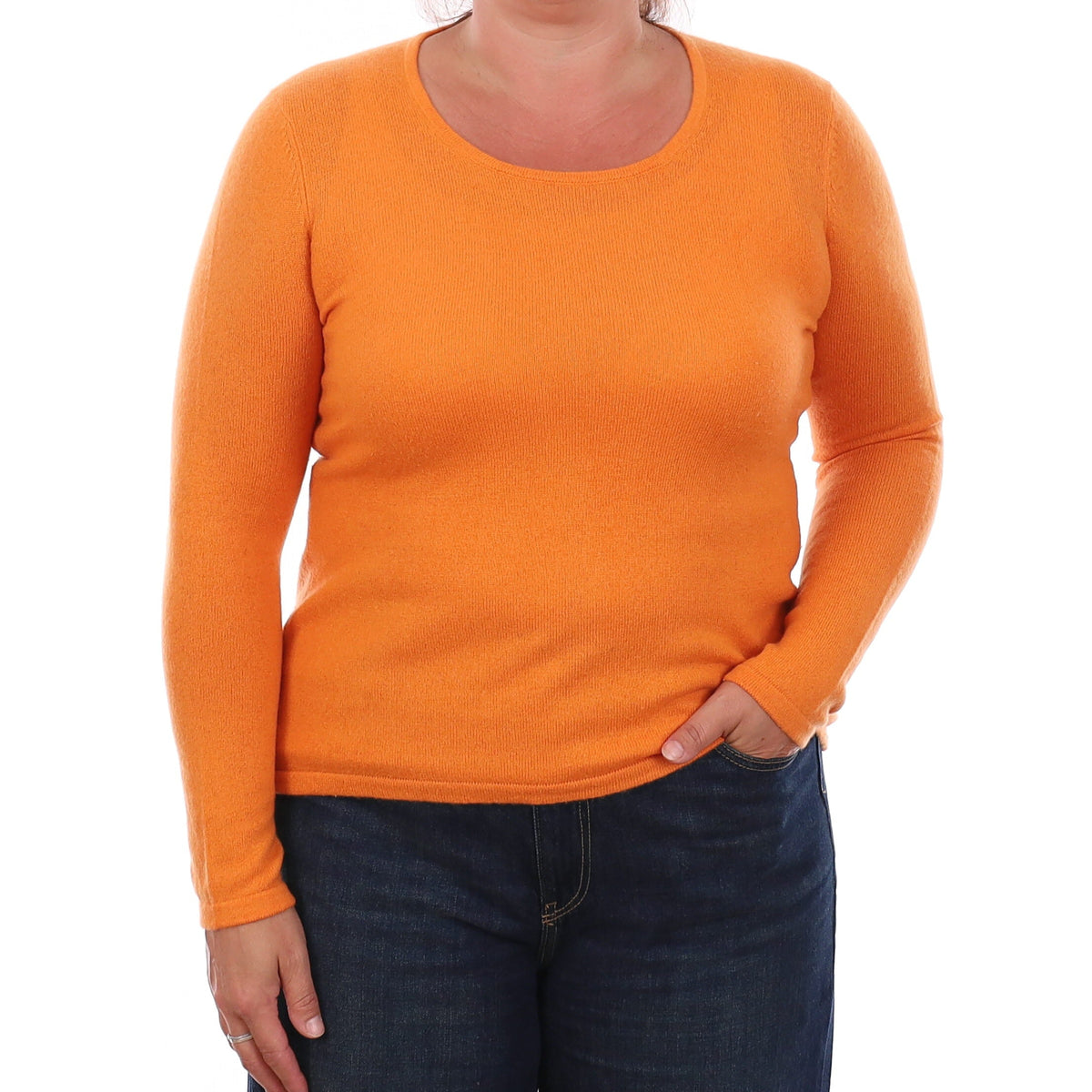 Orange Cashmere Crew Neck Jumper Large