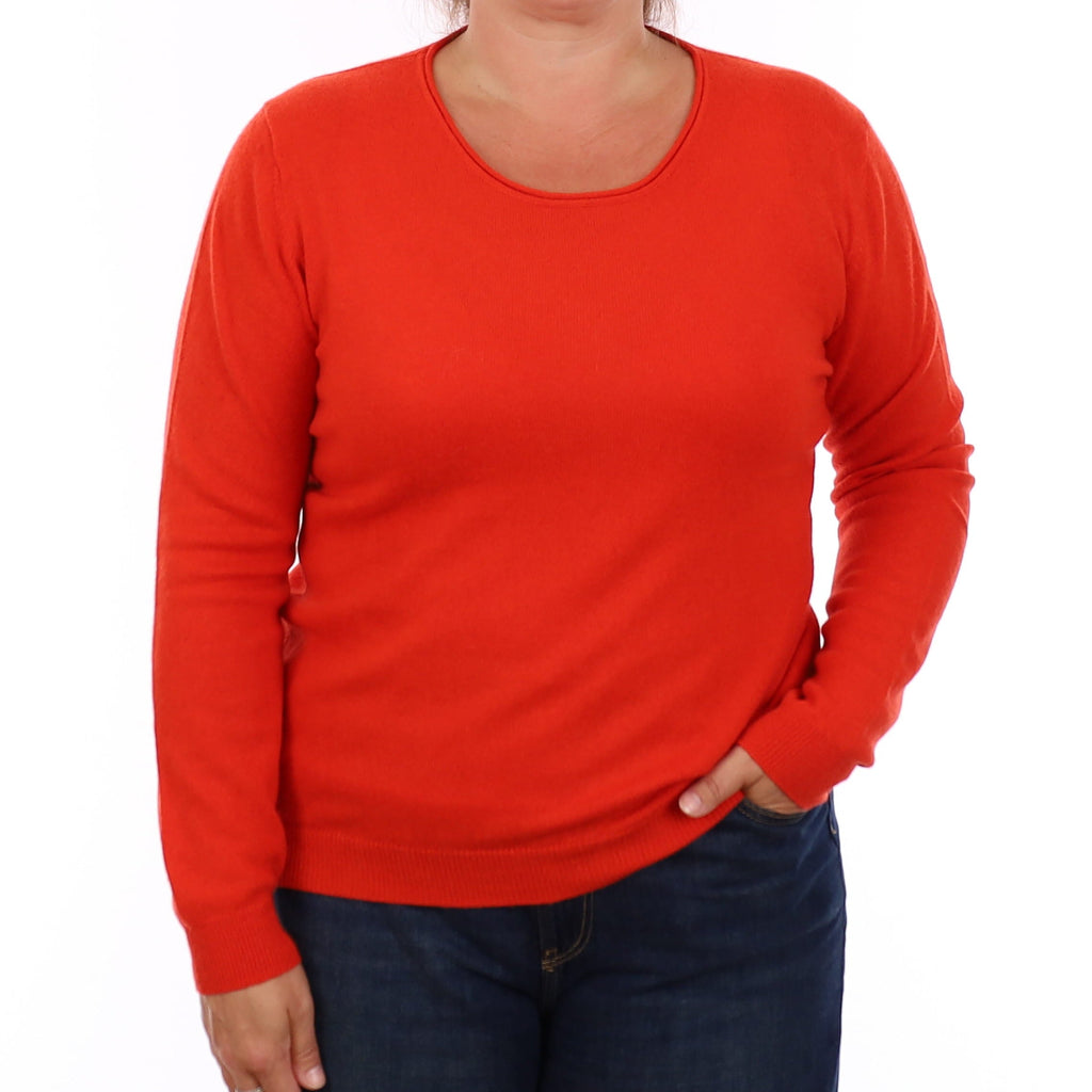 Berry Red Cashmere Crew Neck Jumper Large