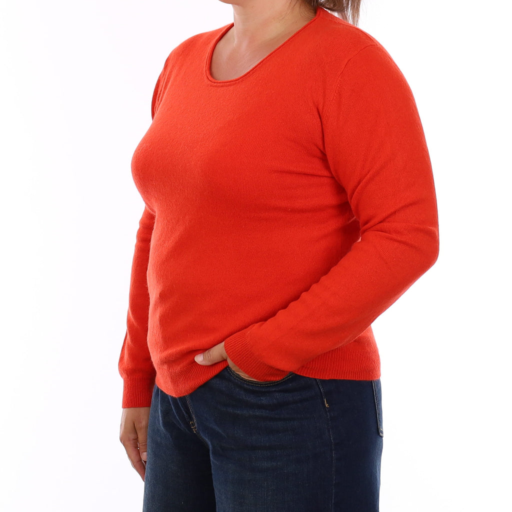 Berry Red Cashmere Crew Neck Jumper Large