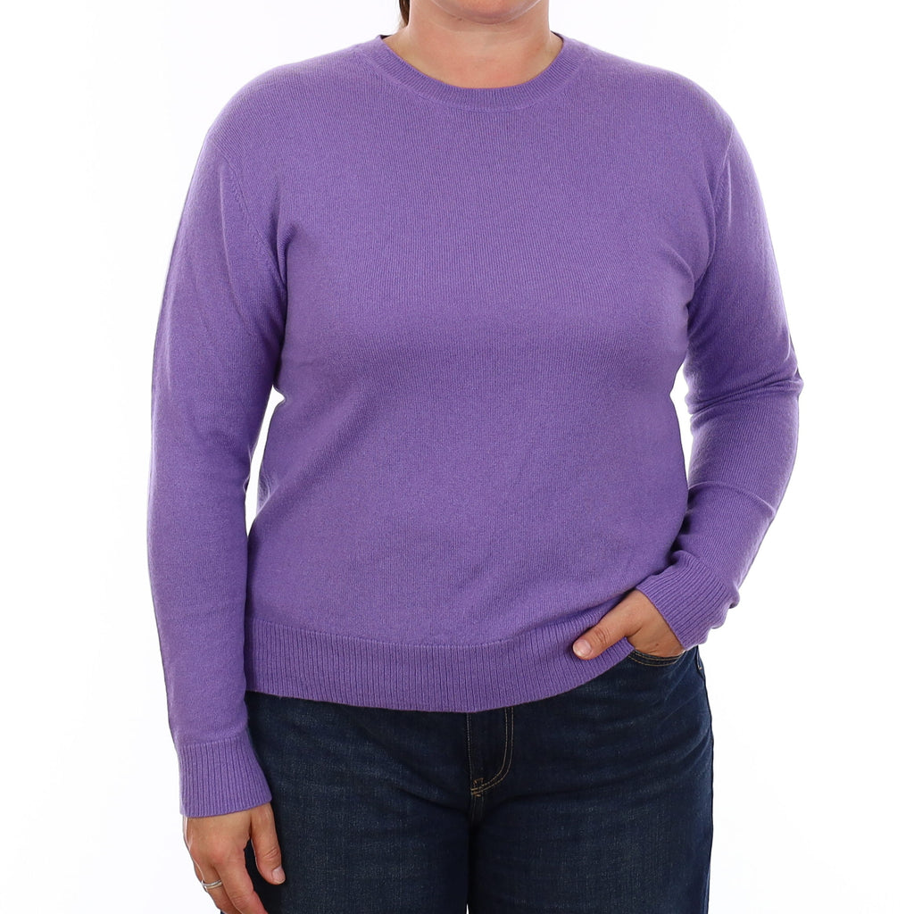 Deep Lavender Purple Cashmere Crew Neck Jumper Large