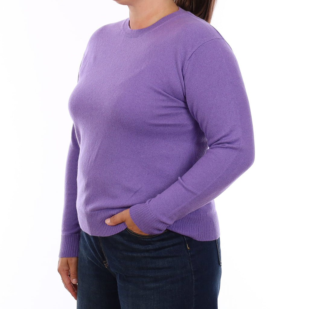 Deep Lavender Purple Cashmere Crew Neck Jumper Large