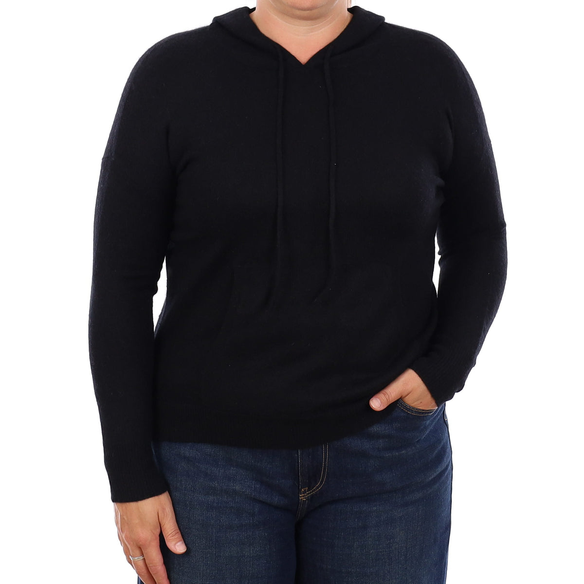 Black Cashmere Hoodie Large