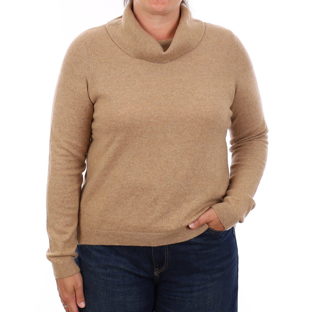 Butterscotch Brown Cashmere Cowl Neck Jumper Large
