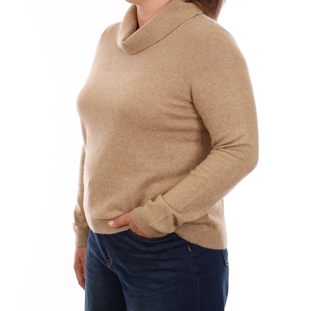 Butterscotch Brown Cashmere Cowl Neck Jumper Large