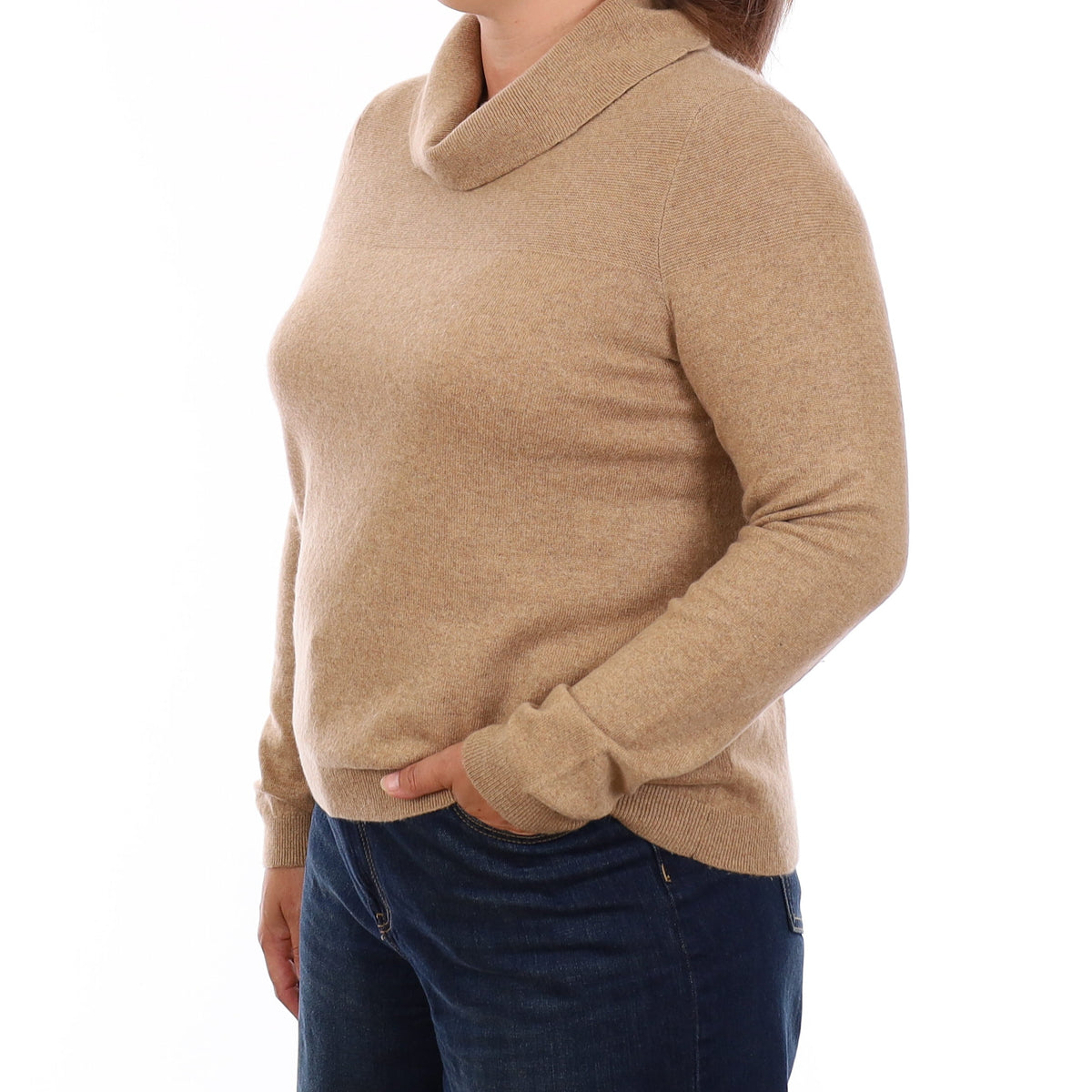 Butterscotch Brown Cashmere Cowl Neck Jumper Large