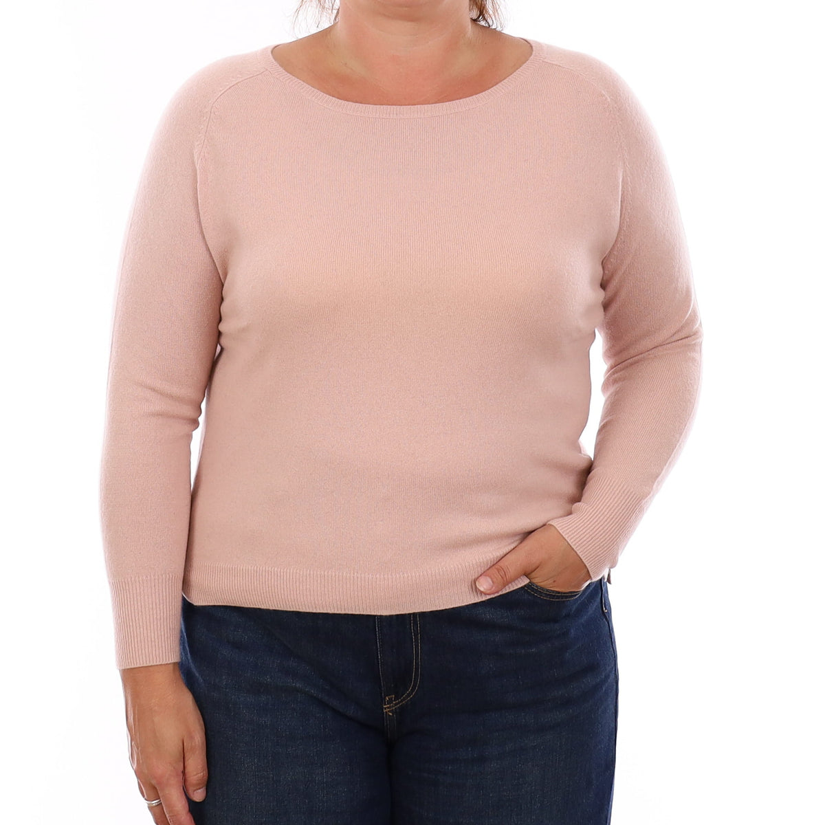 Ice Pink Cashmere Crew Neck Jumper Large