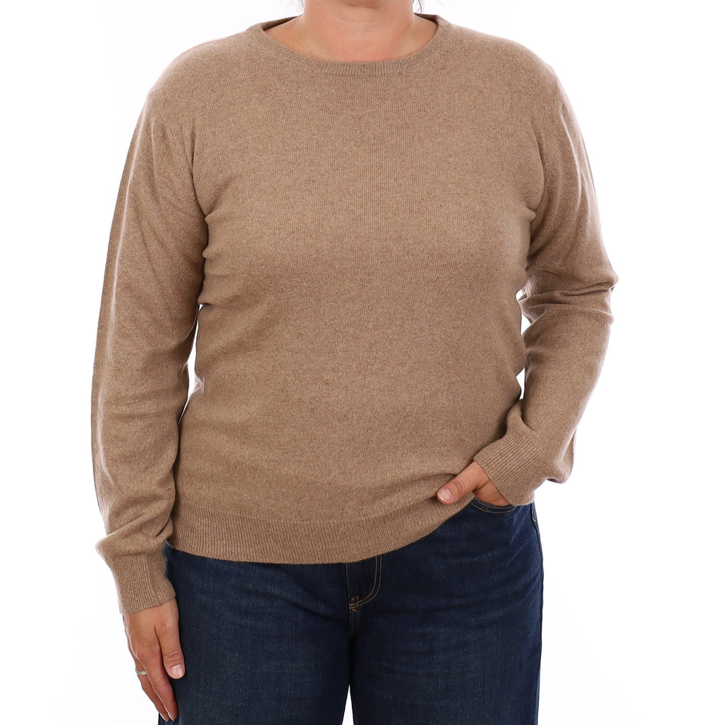 Caramel Brown Cashmere Crew Neck Jumper Large
