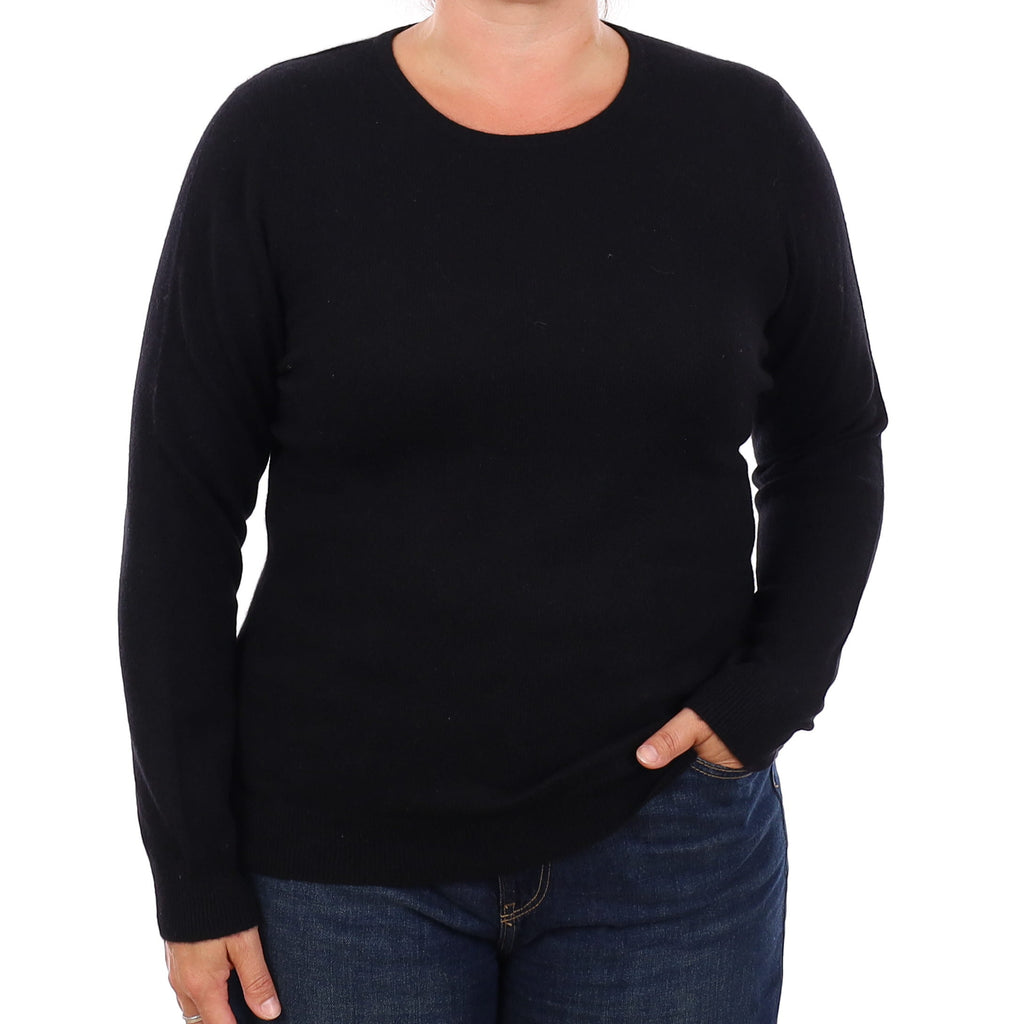 Black Cashmere Crew Neck Jumper Large