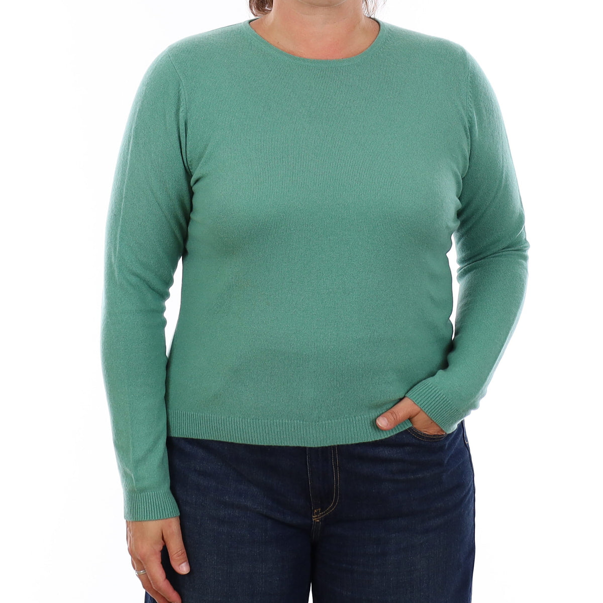 Sea Green Cashmere Crew Neck Jumper Large