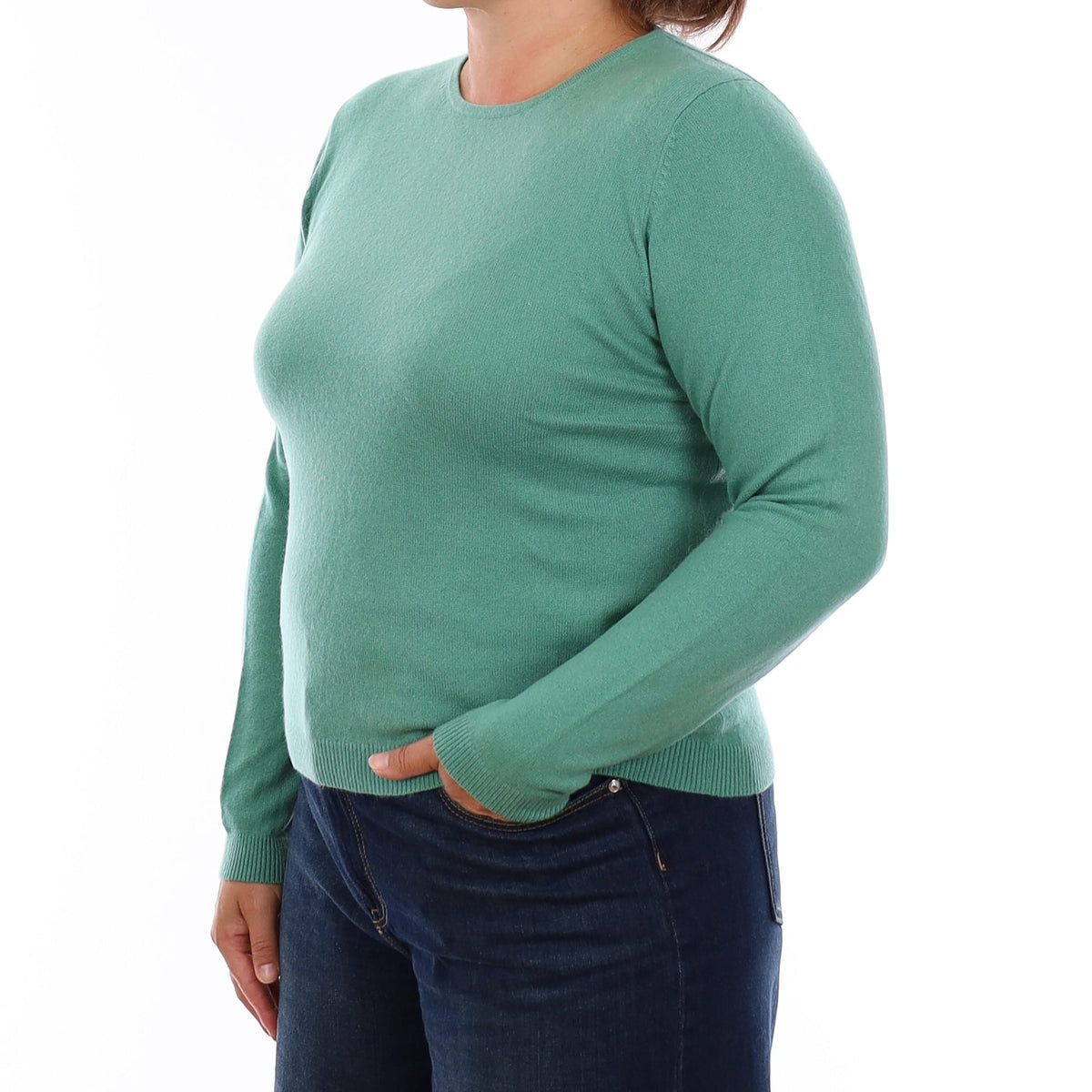 Sea Green Cashmere Crew Neck Jumper Large