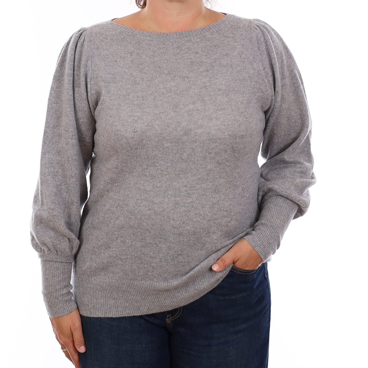 Smoke Grey Cashmere Crew Neck Jumper Large