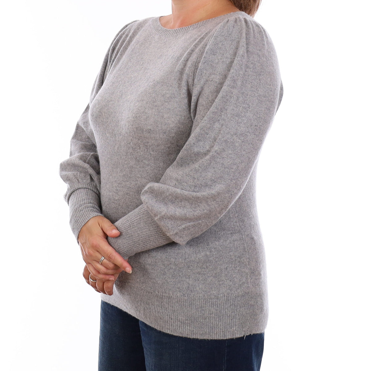 Smoke Grey Cashmere Crew Neck Jumper Large