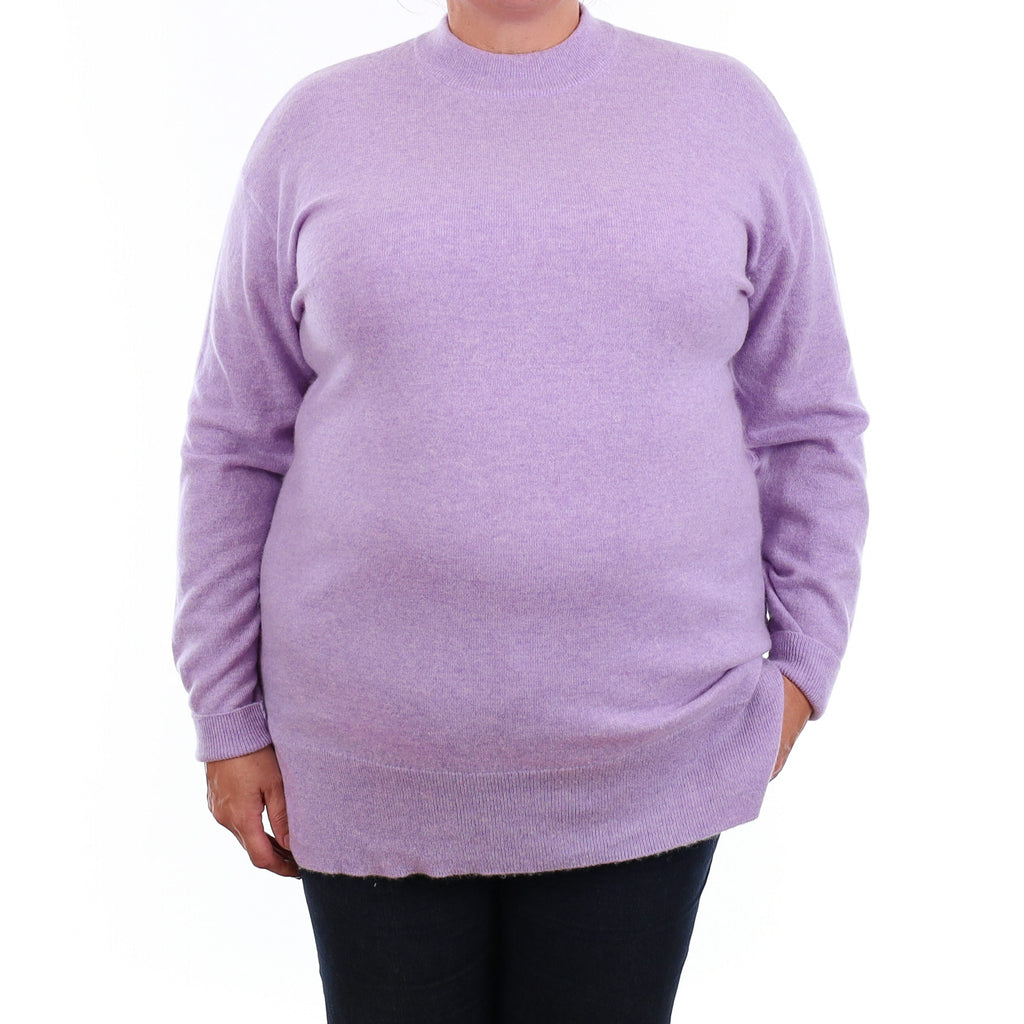 Lavender Purple Cashmere Longline Turtle Neck Jumper Extra Large