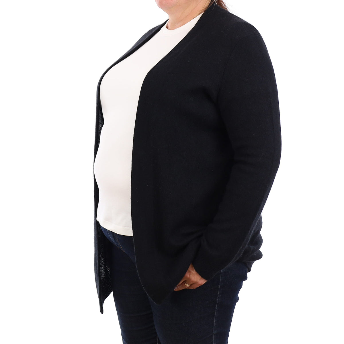 Black Cashmere Edge to Edge Cardigan Extra Large