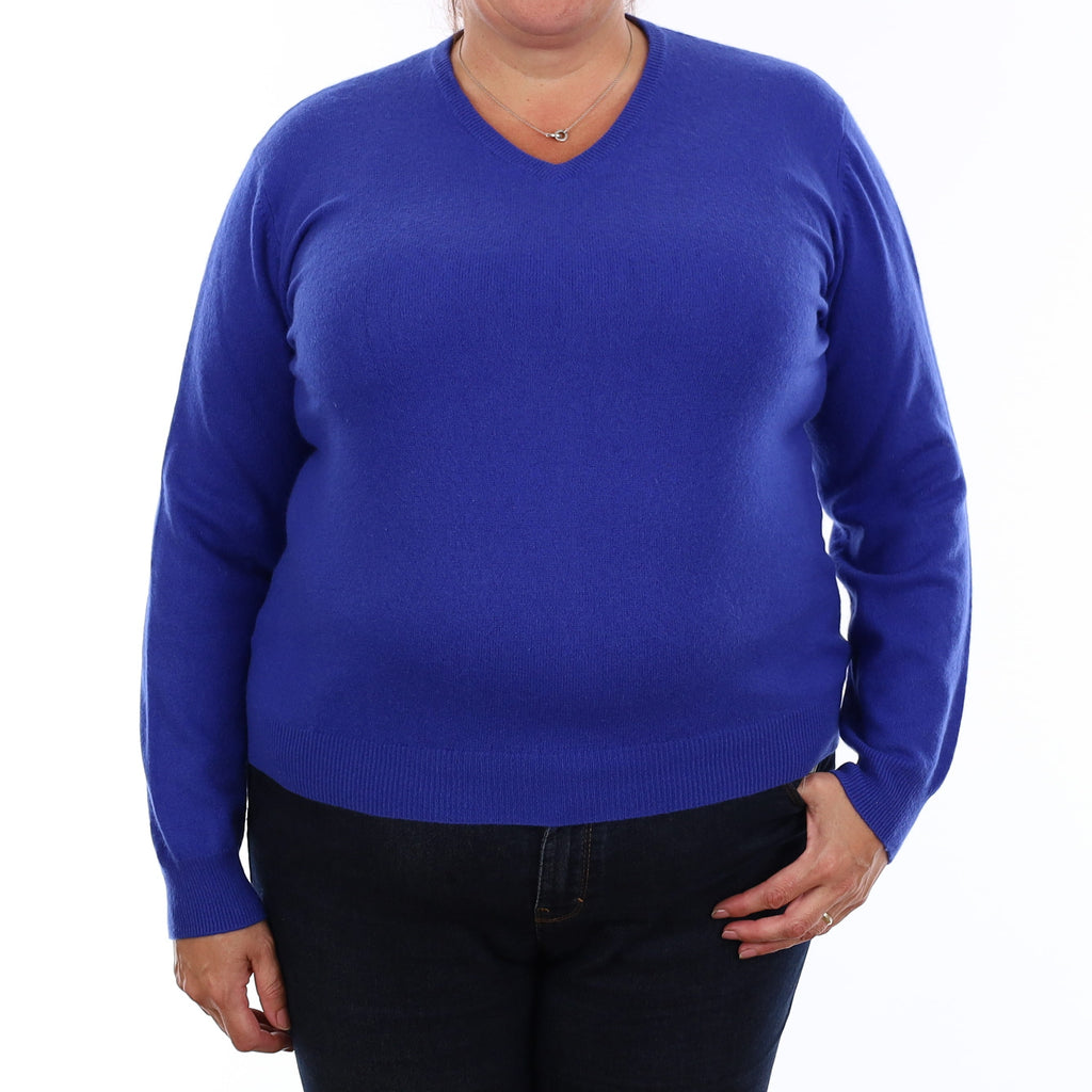 Admiral Blue Cashmere V Neck Jumper Extra Large