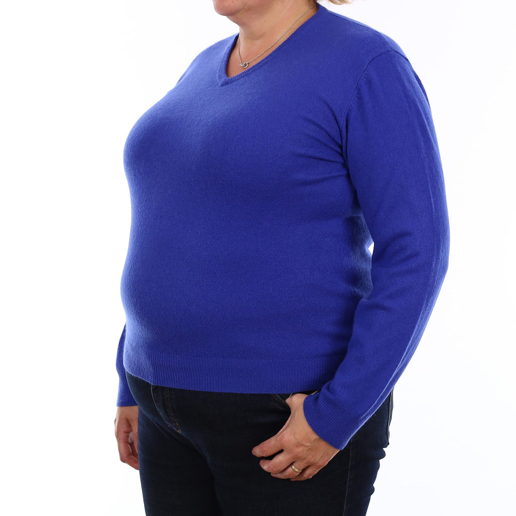 Admiral Blue Cashmere V Neck Jumper Extra Large