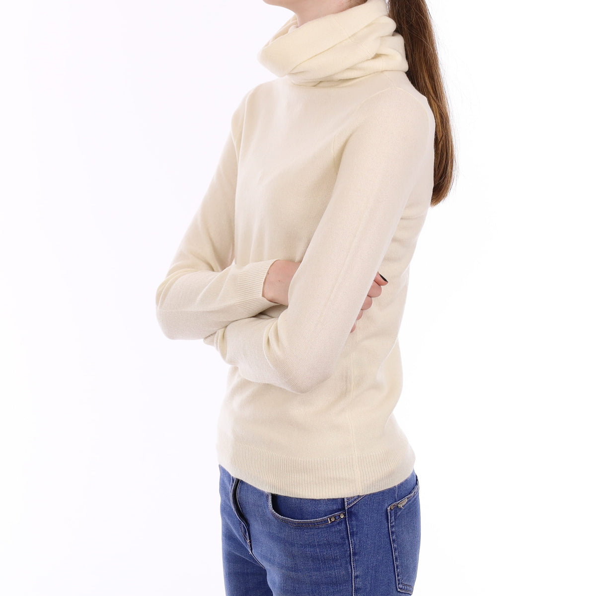 Ralph Lauren Winter White Cashmere Funnel Neck Jumper Extra Small