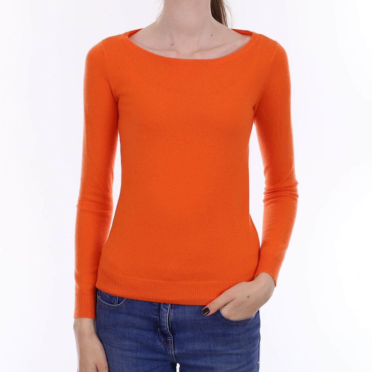 Ralph Lauren Tangerine Orange Cashmere Crew Neck Jumper Extra Small