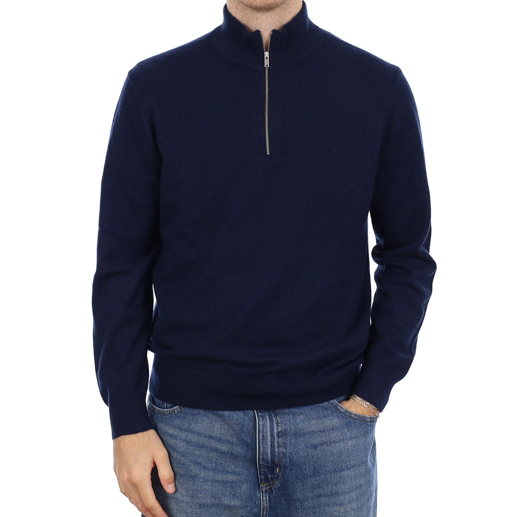 Men's Everlane Navy Cashmere 1/4 Zip Jumper Large
