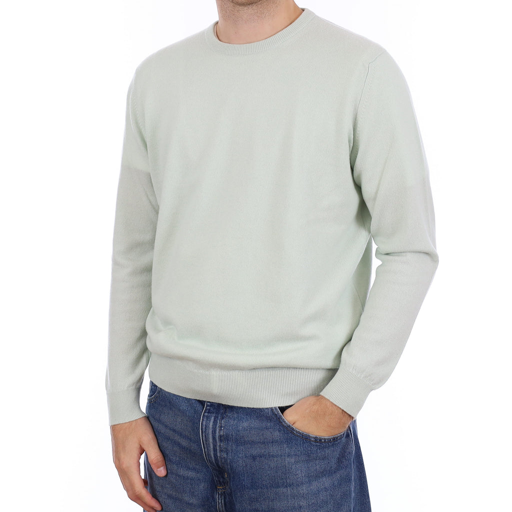 Men's Brand New Scottish Mint Green Cashmere Crew Neck Jumper Large