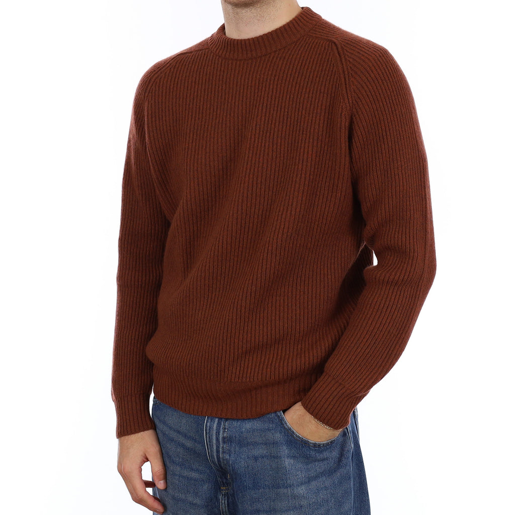 Men's Brand New Scottish Rust Brown Chunky Cashmere Crew Neck Jumper Large