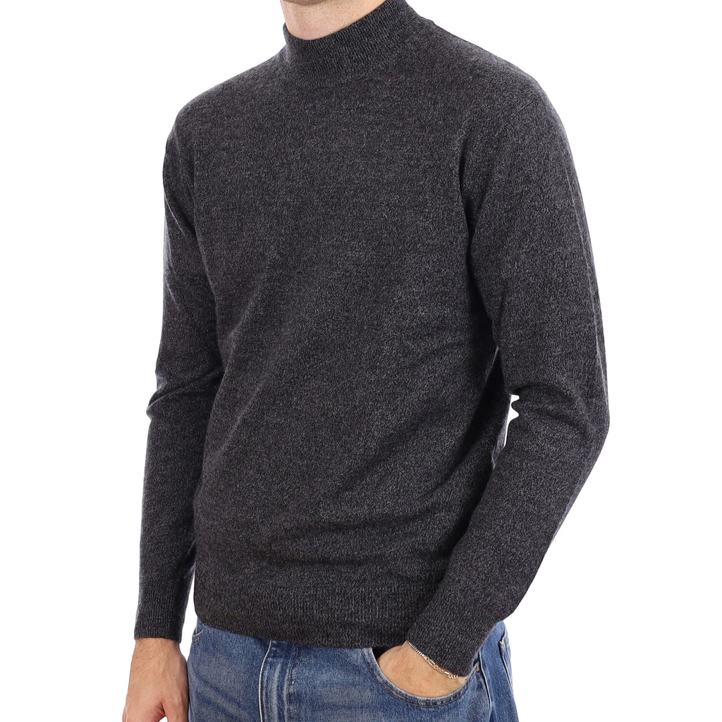 Men's Charcoal Marl Cashmere Turtleneck Jumper Medium