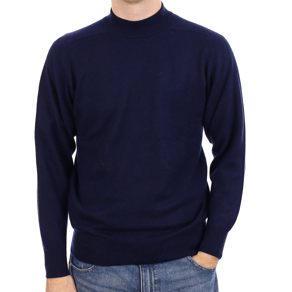 Men's Navy Cashmere Turtleneck Jumper Medium