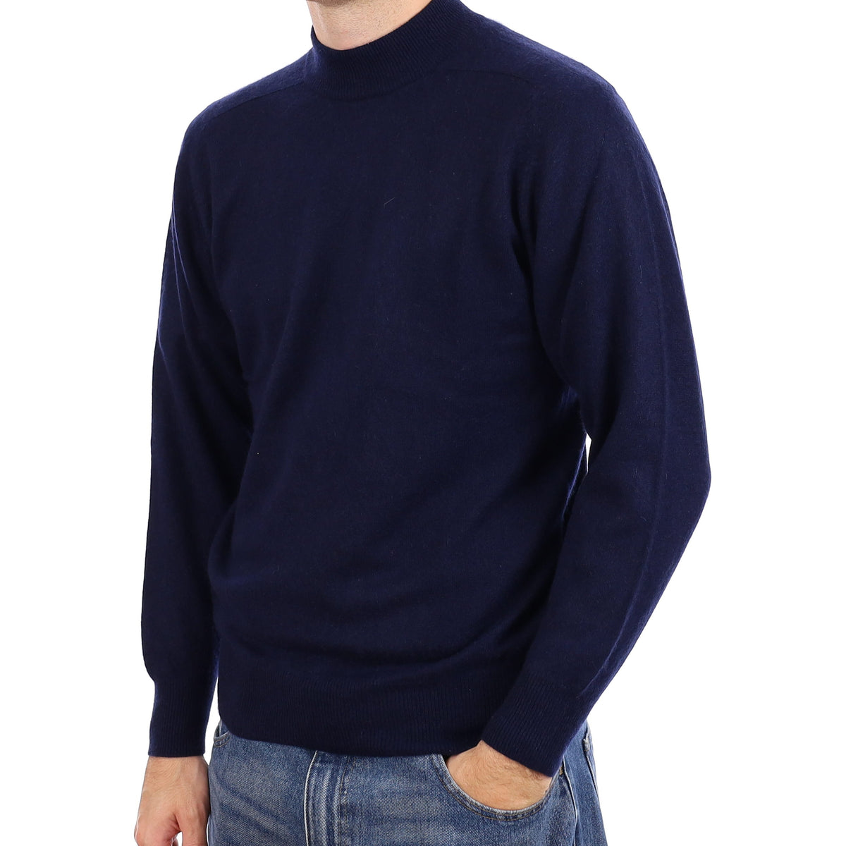 Men's Navy Cashmere Turtleneck Jumper Medium