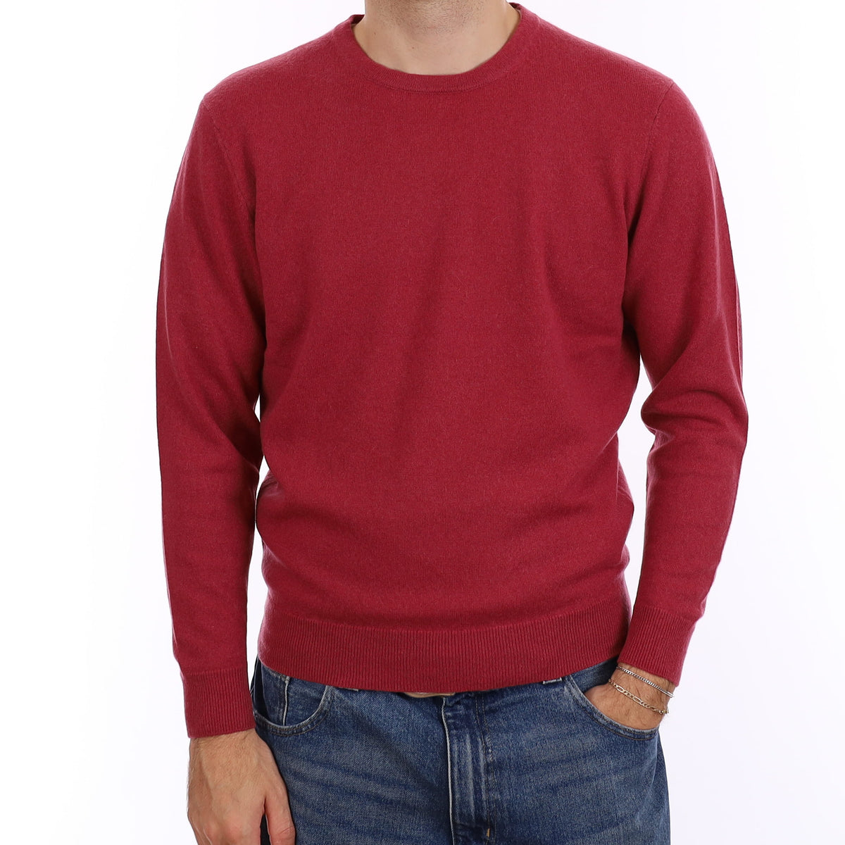 Men's Dusty Rose Cashmere Crew Neck Jumper Medium