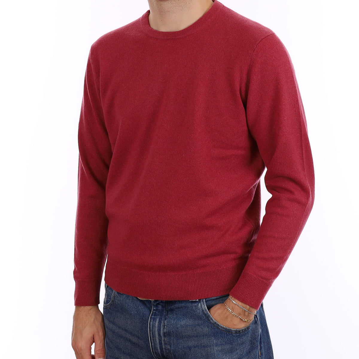 Men's Dusty Rose Cashmere Crew Neck Jumper Medium