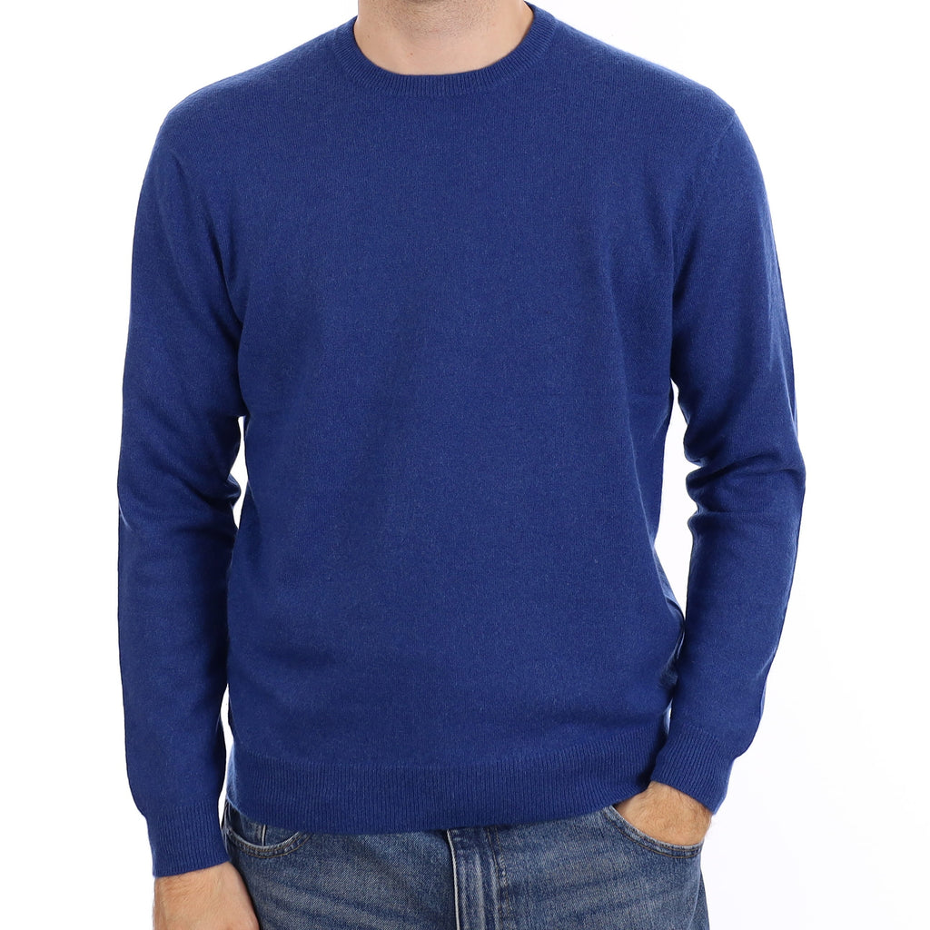 Men's Azure Blue Cashmere Crew Neck Jumper Medium