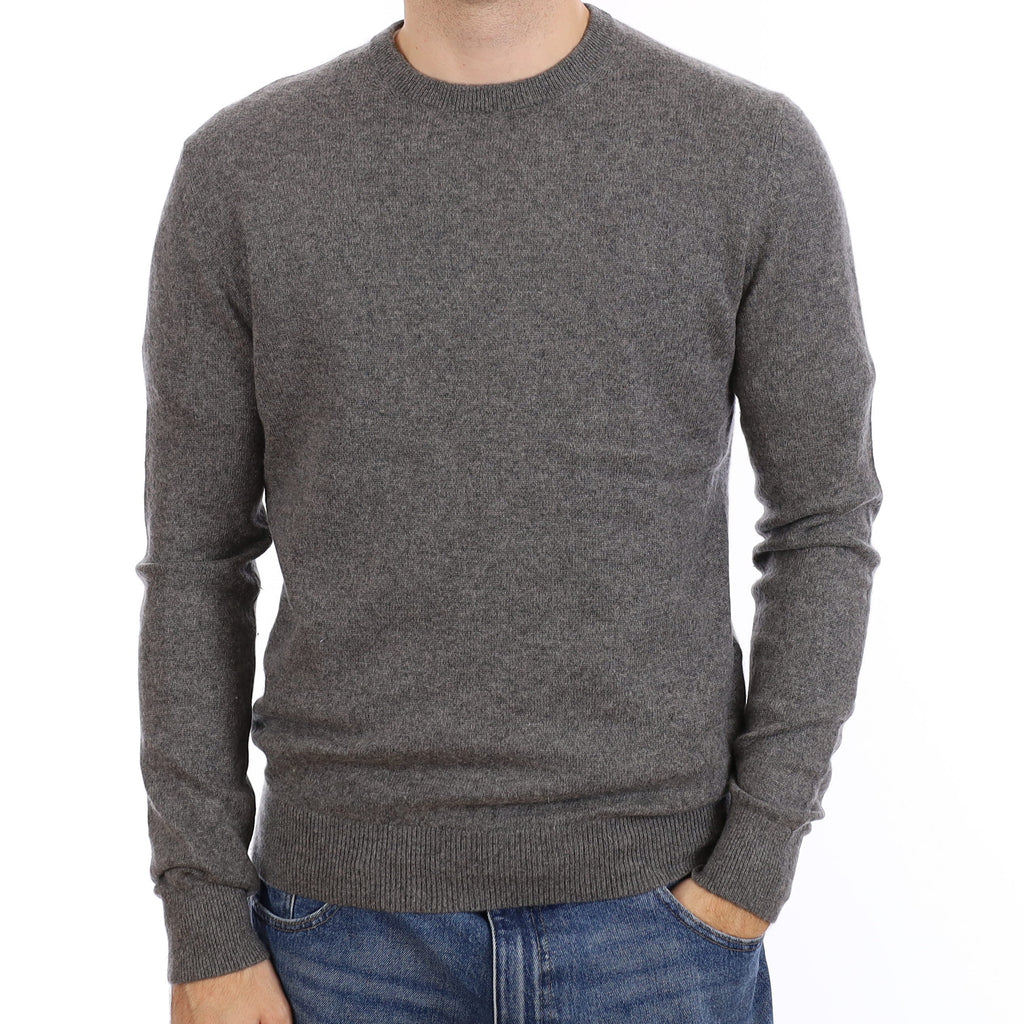 Men's Ash Grey Cashmere Crew Neck Jumper Medium