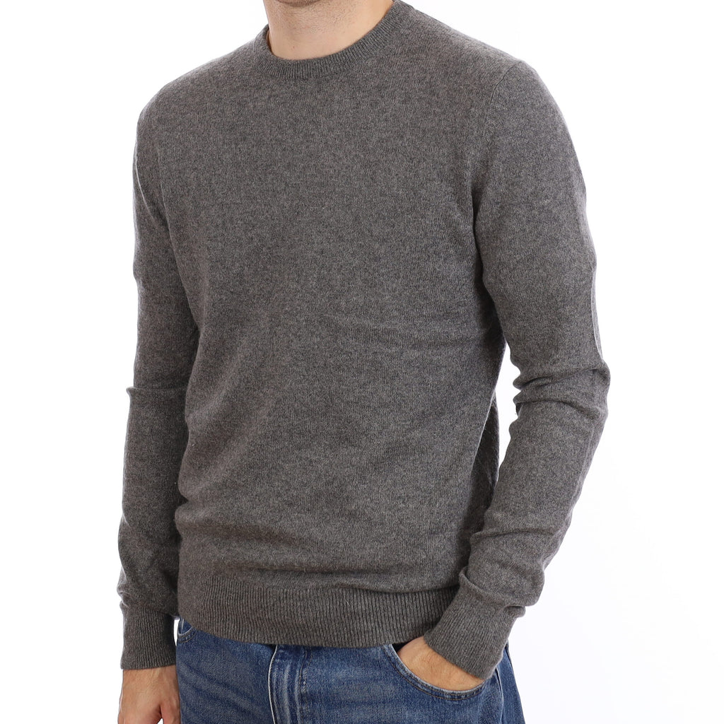 Men's Ash Grey Cashmere Crew Neck Jumper Medium
