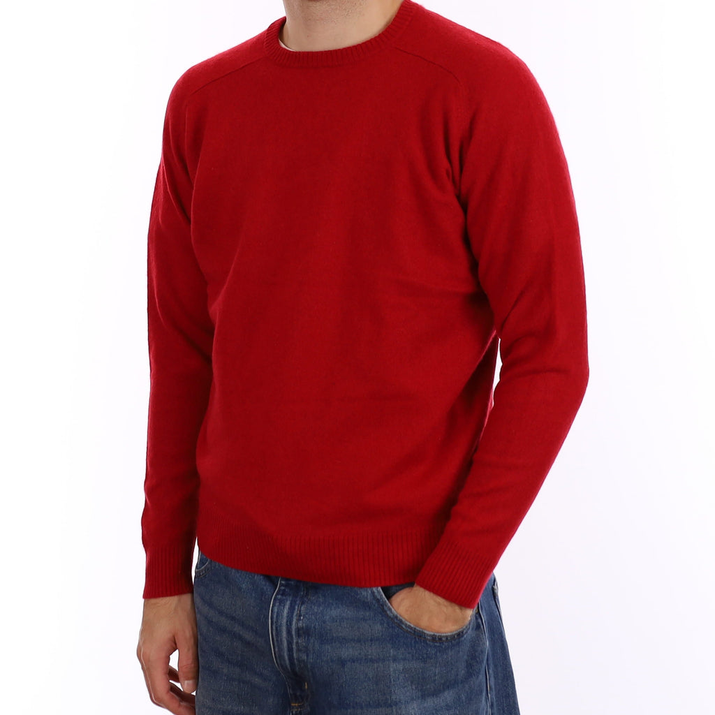 Men's Crimson Red Cashmere Crew Neck Jumper Medium
